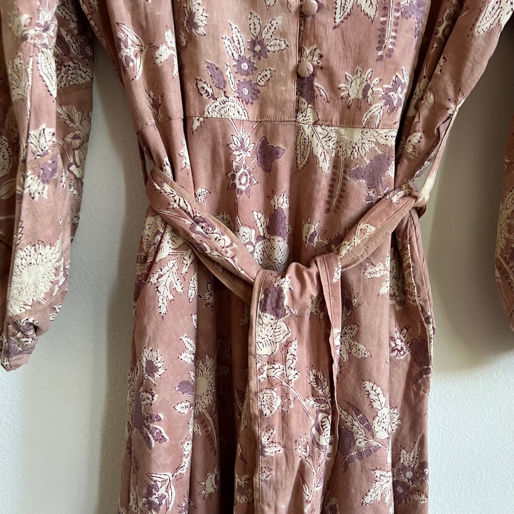 Sue Sartor Floral Midi Tie Waist Dress Size Small - Picture 3 of 7